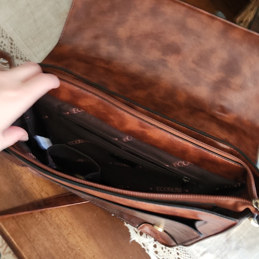 Brown Leather Women's Satchel - Picture 5 of 5